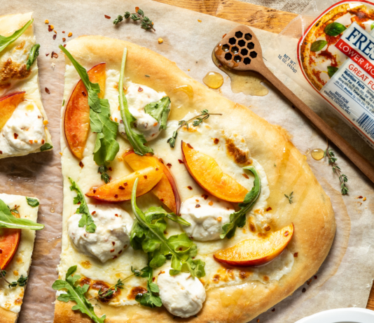 Peach Flatbreads with Hot Honey Ricotta