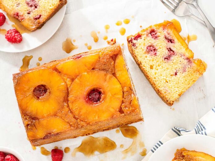 Raspberry-Pineapple Upside-Down Cake