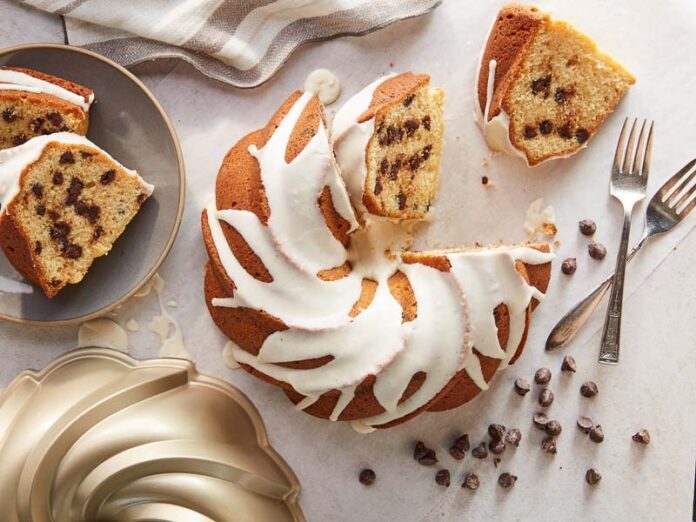 Chocolate Chip Bundt Cake with Vanilla Glaze